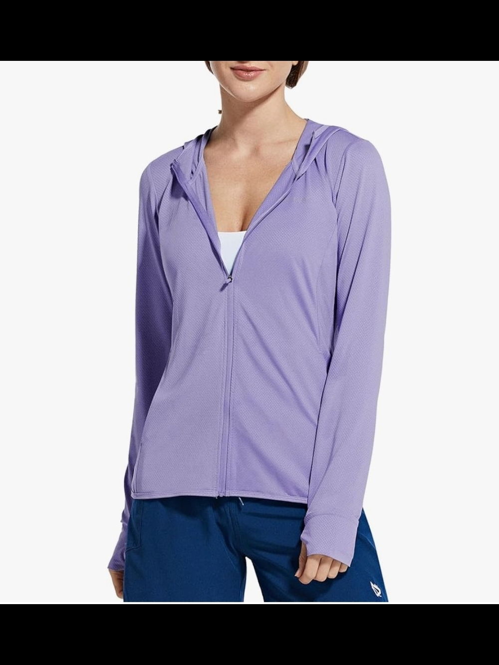 Baleaf Light Purple Hooded Zip Performance Jacket
